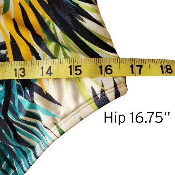 Shade & Shore Plunge Ring Detail One Piece Multi Tropical Print Swimsuit M - Picture 10 of 11